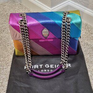 Kurt Geiger Rainbow Metallic Leather Kensington Bag